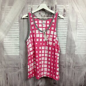DKNY Tank Top Pink White Check Squares NWT M